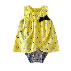 Just One You Carter’s Yellow Floral Baby Dress with Navy Bow | Girl 9 Months